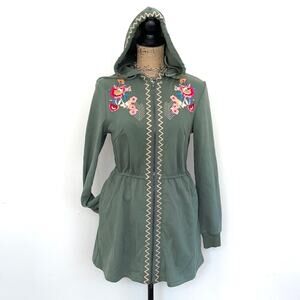 NEW SOLITAIRE embroidered green full zip hoodie S